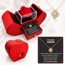 COLAR DE PRATA 925 COM ROSA REAL - PARA MEU AMOR